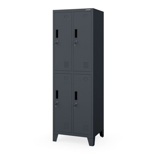 Jan Nowak Mitarbeiter-Garderobenschrank BARTEK 2 Plus 559 x 1720 x 450 mm, Anthrazit, 2117