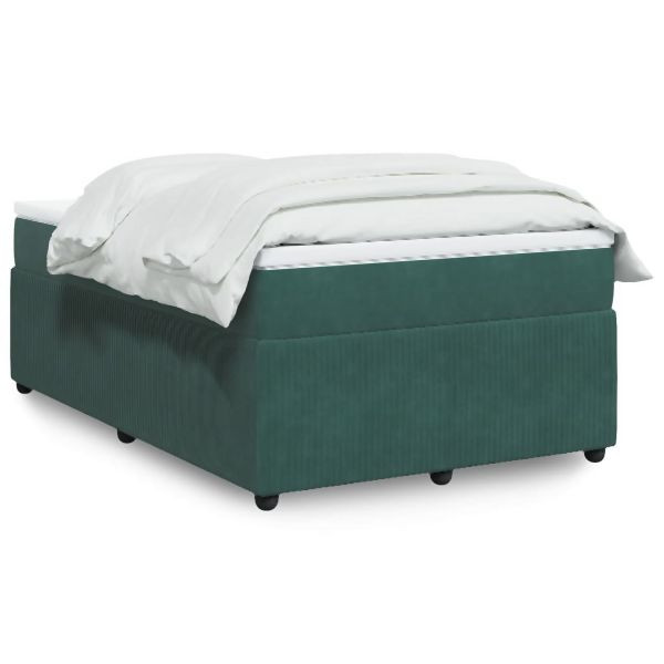 vidaXL Boxspringbett mit Matratze Dunkelgrün 120x190 cm Samt, 3285629