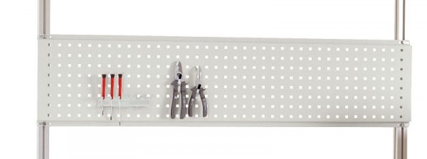 Manuflex ESD-Werkzeug-Lochplatte für CANTOLAB, Nutzhöhe = 300 mm, für Tischbreite 1200 mm, Lichtgrau, LZ8276.7035