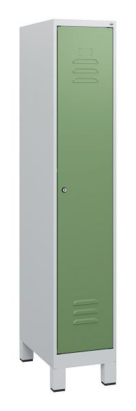 C+P Umkleidespind Classic PLUS, Füße, 1630x300x500mm, 7035/6011, Zylinderschloss, 0800105-10 S10021