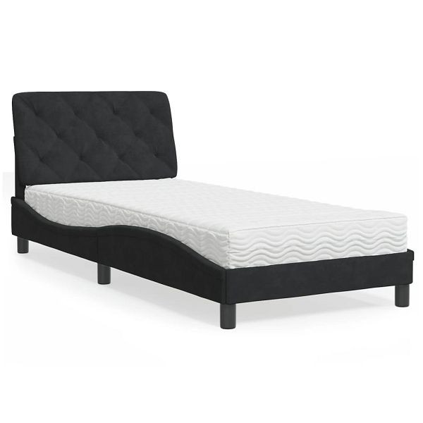 vidaXL Bett mit Matratze Schwarz 80x200 cm Samt, 3208624