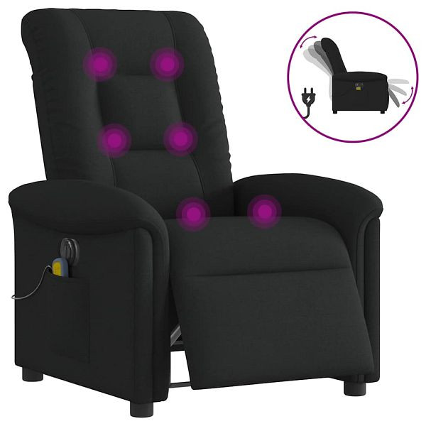 vidaXL Massagesessel Elektrisch Schwarz Stoff, 3303246, 8721102962288