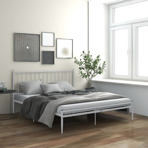 vidaXL Bett Weiß Metall 180x200 cm, Material: pulverbeschichtetes Metall, 325025