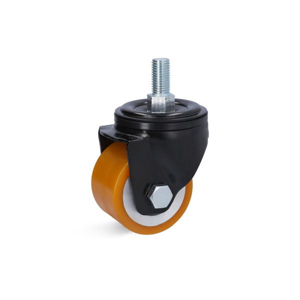Torwegge Polyurethan Apparate Rolle, Tragfähigkeit 400 kg, Rad-Ø 75 mm, Radbreite 50 mm, Gesamthöhe 105 mm, Rückenloch-Ø 16 mm, 0054900