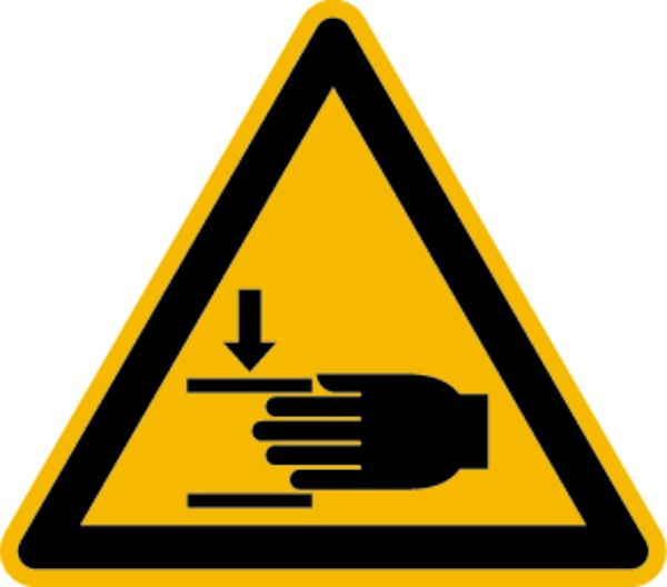 Schilder Klar Warnzeichen Warnung vor Handverletzungen DIN EN ISO 7010-W024 (pro Bogen 21 Stück), 25 mm Folie selbstklebend, 1513/67