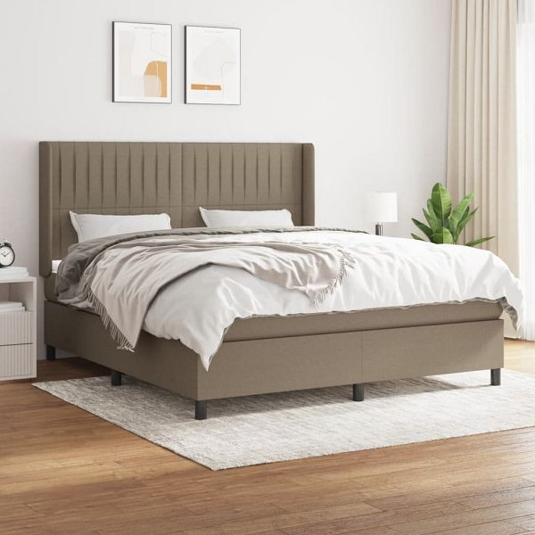 vidaXL Boxspringbett mit Matratze Taupe 160x200 cm Stoff, 3131605