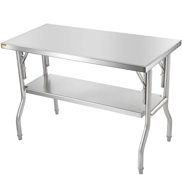 Table De Travail Pliante En Inox 120x60 Cm – Pour Cuisine, Gastronomie, Atelier