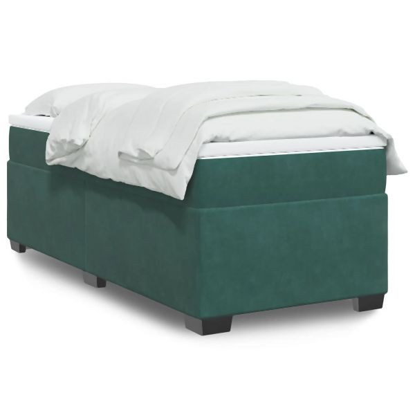 vidaXL Boxspringbett mit Matratze Dunkelgrün 90x200 cm Samt, 3285260