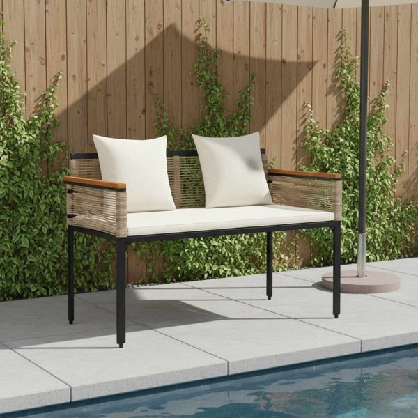 vidaXL Bank Outdoor Beige und Cremeweiß 117 x 54 x 74,5 cm Poly-Rattan, 42025240