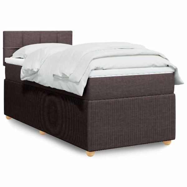 vidaXL Boxspringbett mit Matratze Dunkelbraun 90x190 cm Stoff, 3287314