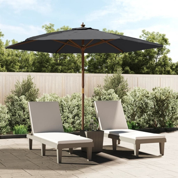 vidaXL Sonnenschirm mit Holzmast Schwarz 299x240 cm, 363173