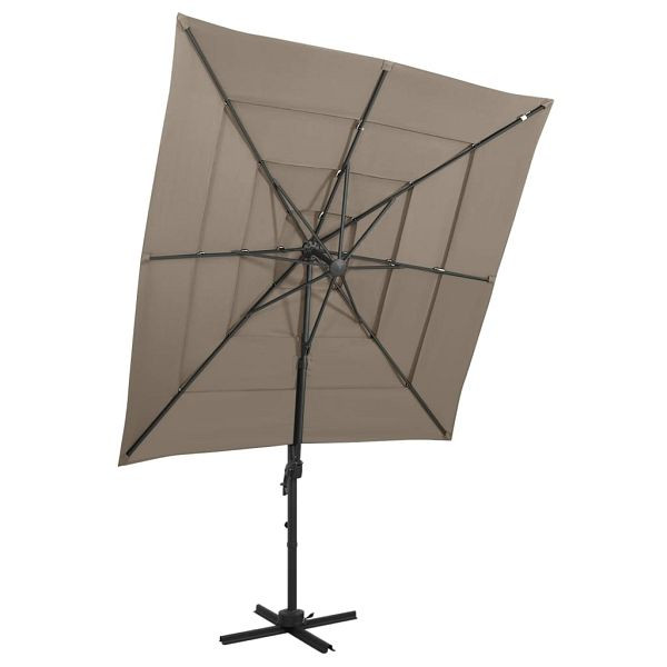 vidaXL Sonnenschirm mit Aluminium-Mast 4-lagig Taupe 250x250 cm, 313823