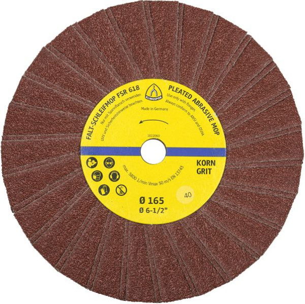 Klingspor FSR 618 Schleifmopräder 165 x 14 mm Korn 60 Einreihig 2 Lamellen pro Paket, VE: 10 Stück, 5830