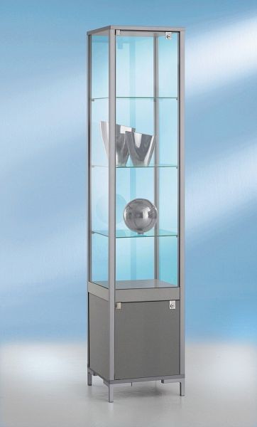 BST Staufachvitrine, Dekor-Silber, 3 Böden, 400x400x1860mm, LINK-V44410