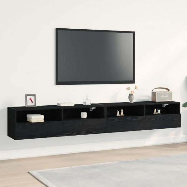 vidaXL TV-Wandregale Schwarz Eiche 100x30x30 cm Holzwerkstoff, 862193
