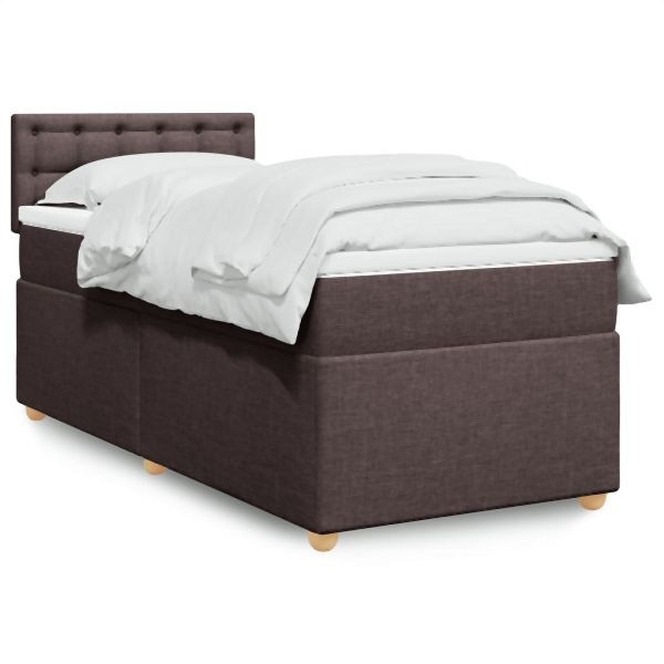 vidaXL Boxspringbett mit Matratze Dunkelbraun 90x200 cm Stoff, 3288880
