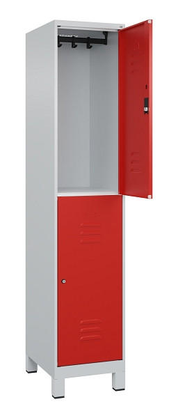 C+P Doppelstock-Spind Classic PLUS, Füße, 1 Abteil, 1950x400x500mm, 7035/3020, 080310-12 S10017
