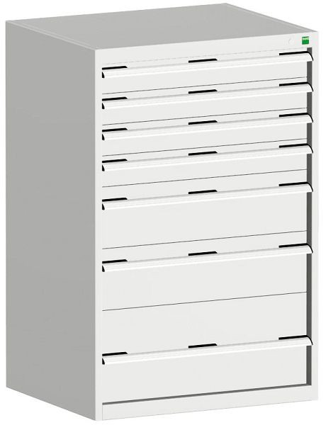 bott cubio Schubladenschrank bestückt mit 7 Schwerlastschubladen BxTxH: 800 x 650 x 1200 mm, RAL 7035, 40020060.16V