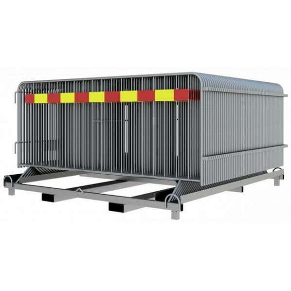 Schake Absperrgitter SET bestehend aus: 50x Absperrgitter 2,50 mx 1,10 m, mit einer Tastleiste, rot / gelb, RA1/A, 1x Stapelpalette, 419_010ESK-SET50