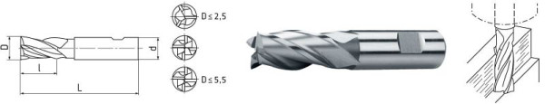 ELMAG HSS Co8-Schaftfräser DIN 844, Ø 17,0 mm (kurz), 72423