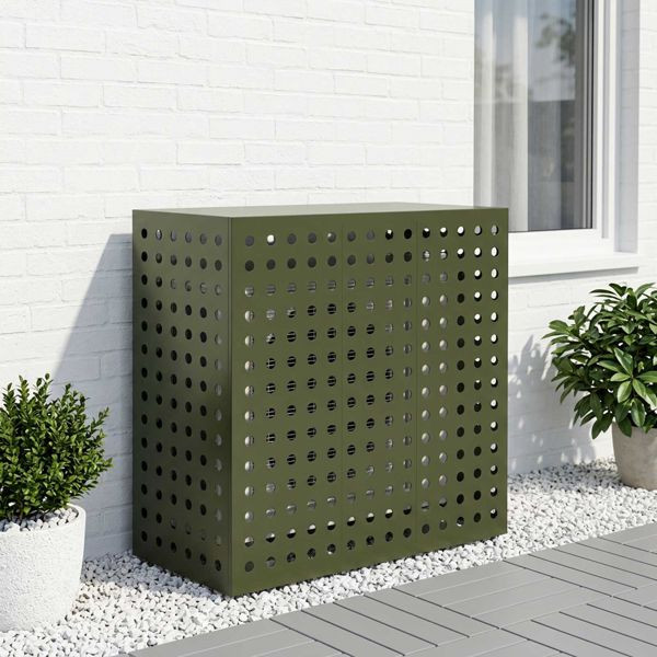 vidaXL Klimaanlagenabdeckung Olivgrün 110 x 50 x 105 cm Stahl, 8014146