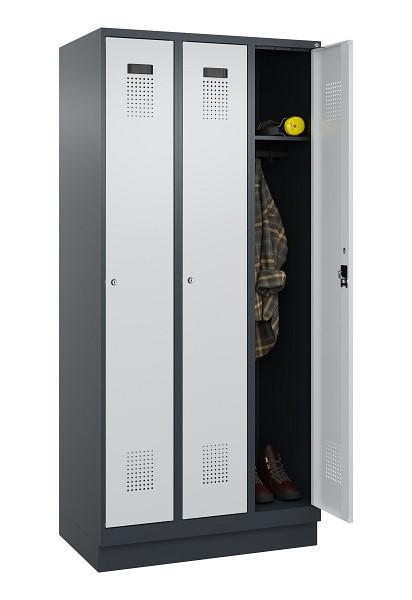 C+P Spind Evolo PLUS, mit Sockel, 3 Abteile, 1950x900x500mm, 7016/7035, Verschluss Zylinderschloss, Ablageböden 3, 049020-30 S10044
