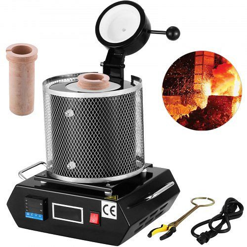 VEVOR Goldschmelzofen 1350 W, 1150, digital, 1 kg Keramiktiegel für Gold Silber Kupfer Raffinierung, DRJLCGTCGG1K4OK71001V2