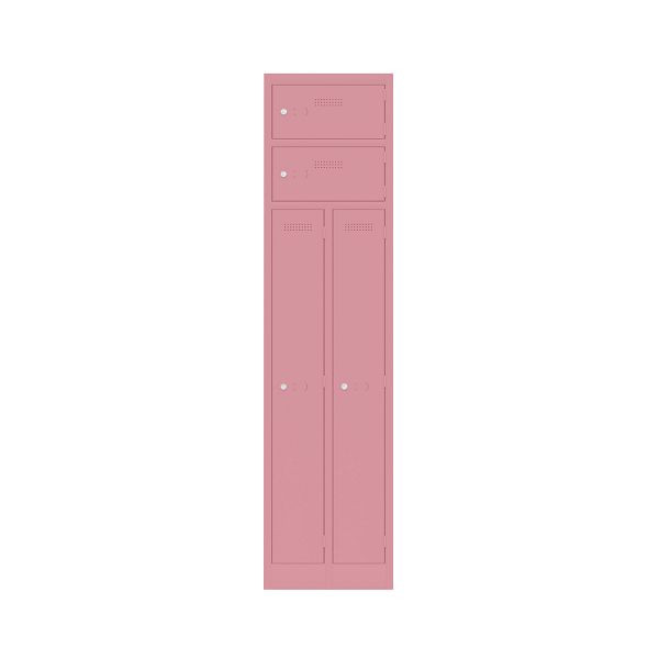 Bisley Garderobenschrank Primary Locker, Garderobenkombination 2 Abteile und 2 Fächern oben, 601 pink, PLF4545D4601