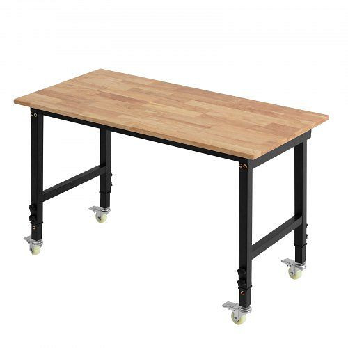 VEVOR Werkbank 680 kg, 122x60 cm Eichenholzplatte, höhenverstellbar 725-1075 mm, für Garage, Werkstatt, Zuhause&Büro, LDSGZTCGKDLZLLIQC001V0