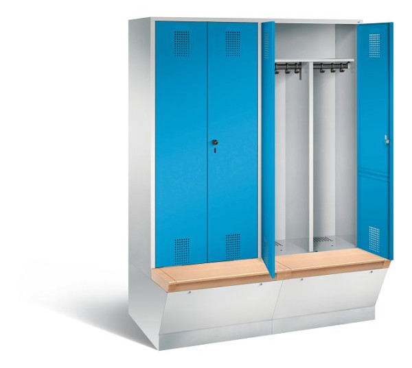 C+P Schwarz-Weiss-Spind Evolo, H2090xB1590xT815mm, Farbe: Lichtgrau / Lichtblau, 48056-42 S10125