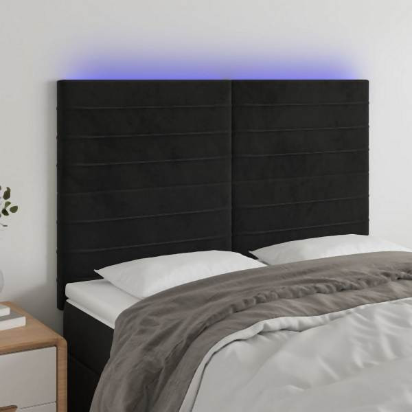 vidaXL LED Kopfteil Schwarz 144x5x118/128 cm Samt, 3122614