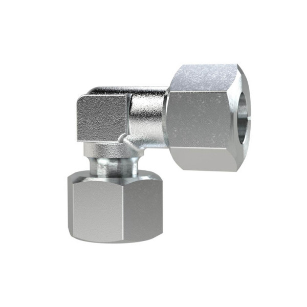 Riegler Einstellbare Winkel-Anschlussverschraubung, 360° drehbar, Mutter M14x1,5 innen, Rohr-Außen-Ø 8 mm, PN max. 315 bar, Stahl verzinkt, 158975