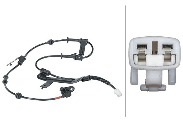 HELLA Sensor, Raddrehzahl, 12V, 2-polig, Kabel: 870mm, mit Halter, 6PU 012 679-741