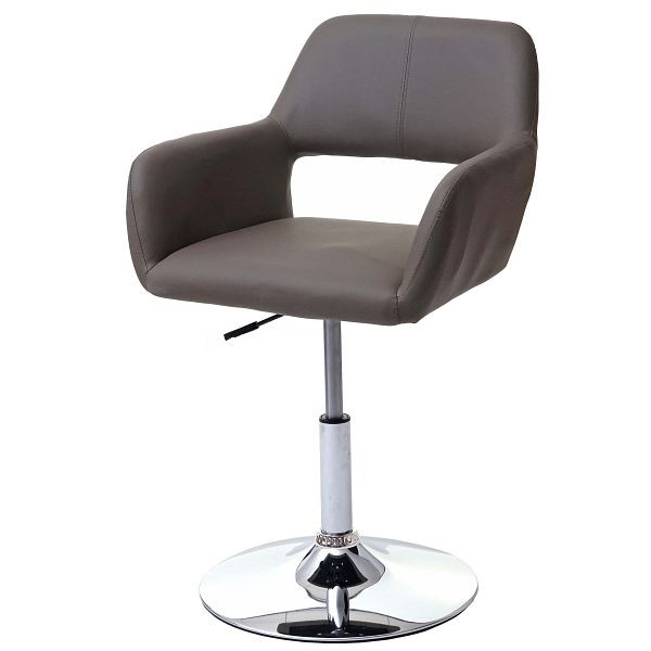 Mendler Esszimmerstuhl HWC-A50 III, Stuhl Küchenstuhl, Retro 50er Jahre, Kunstleder, taupe-grau, Chromfuß, 63931