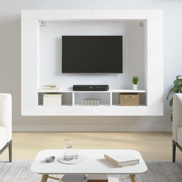 vidaXL TV-Schrank Weiß 152x22x113 cm Holzwerkstoff, 833722