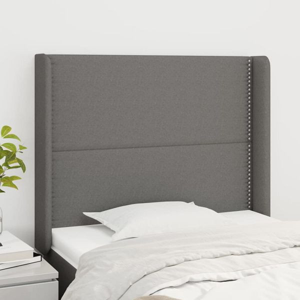 vidaXL Kopfteil mit Ohren Dunkelgrau 103x16x118/128 cm Stoff, 3119431