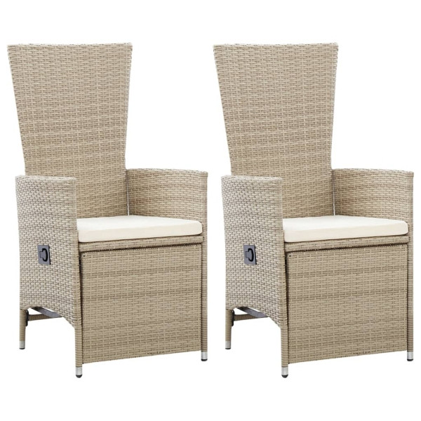 vidaXL Garten-Liegestühle 2 Stück mit Auflagen Poly Rattan Beige, 46046