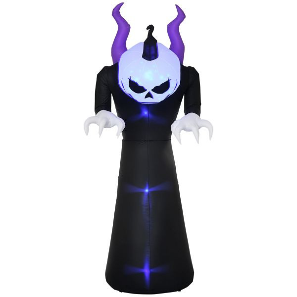 Outsunny Gespenst mit Kürbiskopf Halloweendeko aufblasbar mit blauem Flammeneffekt 88 x 79 x 210cm, 844-492V90MX