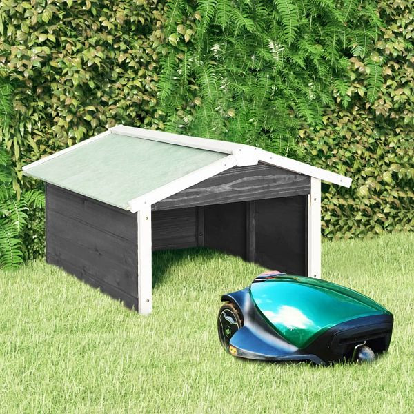 vidaXL Roboter-Rasenmäher Garage 72x87x50 cm Grau Weiß Tannenholz, 170879