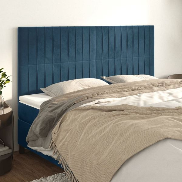 vidaXL Kopfteile 4 Stück Dunkelblau 100x5x78/88 cm Samt, 3116640