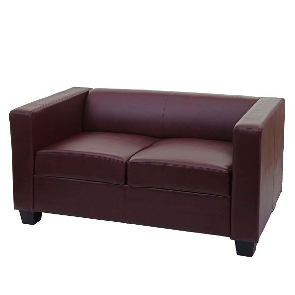 Mendler 2er Sofa Couch Loungesofa Lille, Kunstleder, rot-braun, 75130+75131