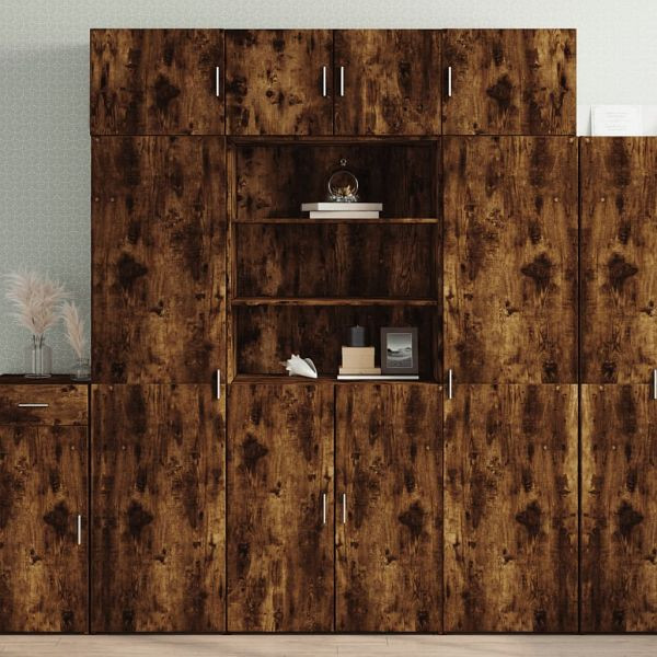 vidaXL Highboard Räuchereiche 80x42,5x185 cm Holzwerkstoff, 3281382