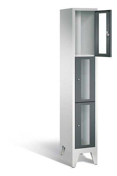 C+P Schließfachschrank Classic, H1850xB320xT500mm, Farbe: Lichtgrau / Anthrazitgrau, 8010A103 S10017
