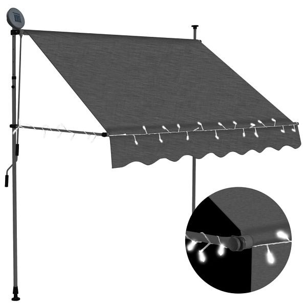vidaXL Einziehbare Markise Handbetrieben mit LED 100 cm Anthrazit, 145862