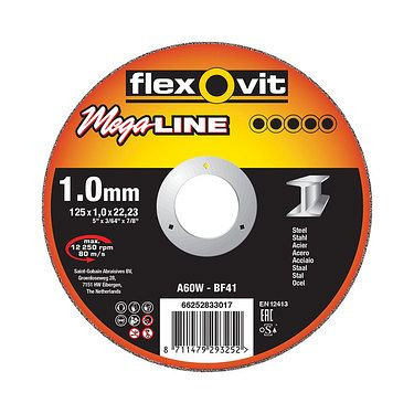 Flexovit MEGA LINE ultradünne Trennscheibe Inox, A 46 V-BF41 INOX MEGA-LINE, Durchmesser: 125 mm, VE: 25 Stück, 66252919145