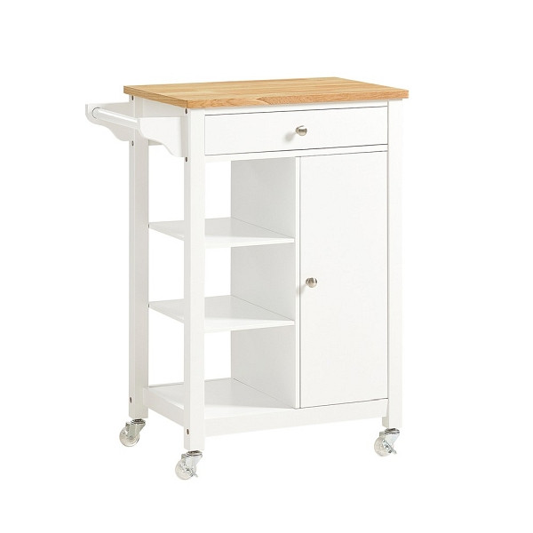 SoBuy Küchenwagen mit einer Schublade Weiß 68x40x86 cm, Modern, FKW46-WN