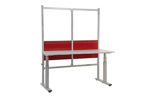 Rocholz Grundtischset elektrisch SYSTEM FLEX LIGHT, 1650 x 800 x 720 - 1220 mm, Weißaluminium/Rubinrot, 309378