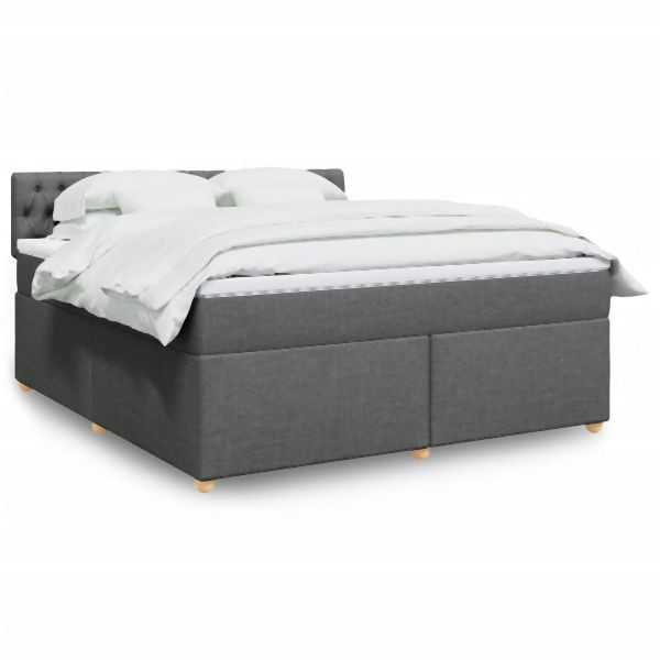 vidaXL Boxspringbett mit Matratze Dunkelgrau 180x200 cm Stoff, 3289067