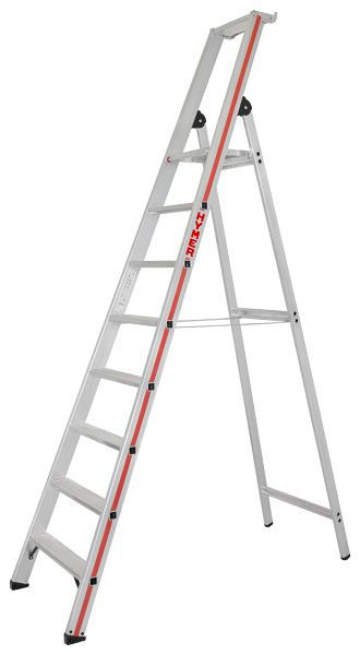 HYMER Stufenstehleiter mit Plattform, einseitig begehbar, 8 Stufen, Länge 2,70 m, Standhöhe: 1,85 m, 802608