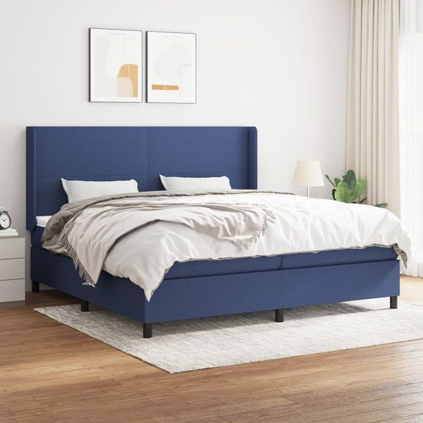 vidaXL Boxspringbett mit Matratze Blau 200x200 cm Stoff, 3131303